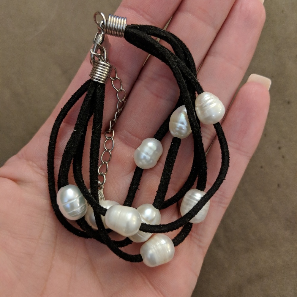 5.5" Multi Cord Fresh Water Pearl Bracelet